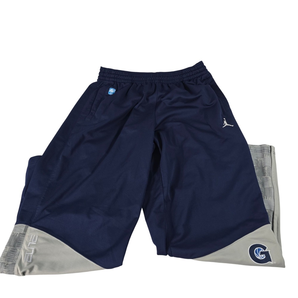 Jordan Georgetown Hoyas Elite Basketball Warm Up Pants Navy Blue Mens Medium
